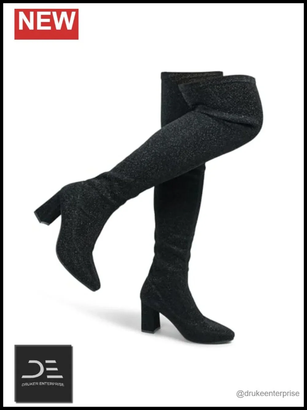 Chunky Thigh High Boots Pointed Toe High Heel Over the Knee Party Wedding Dressy
